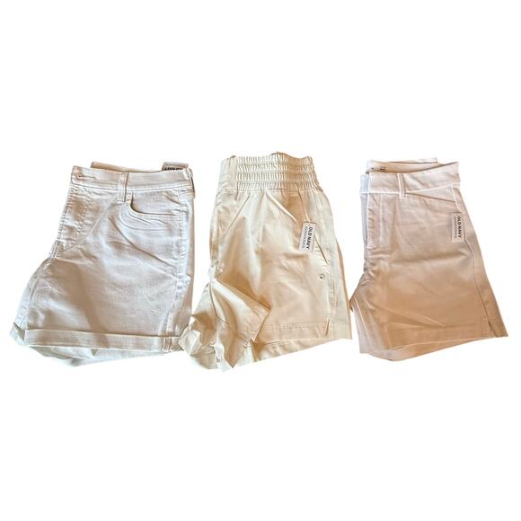 Old Navy Pants - Lot of 3 Old Navy High Rise Pixie Shorts Sze 10 L White Summer Casual Travel NWT